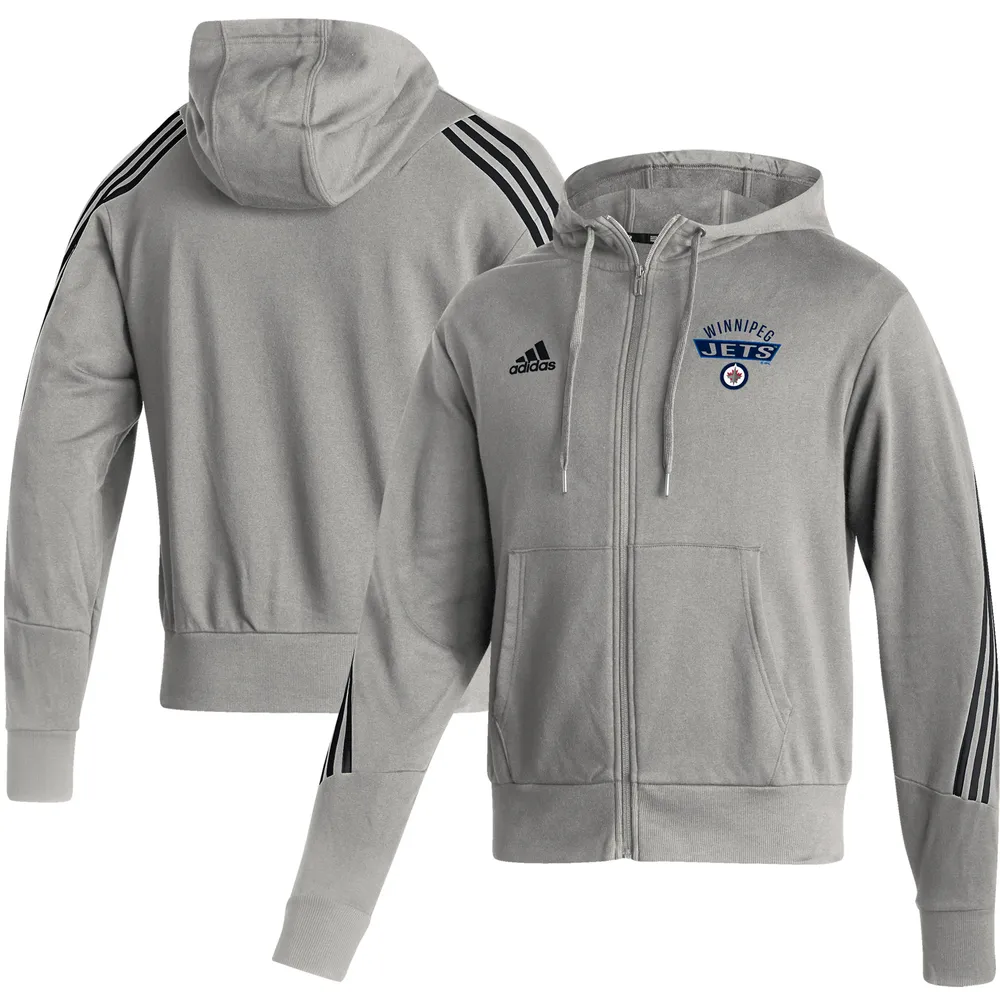 Modèle tendance des Jets de Winnipeg adidas pour homme, gris chiné - Chandail à capuchon avec fermeture éclair sur toute la longueur