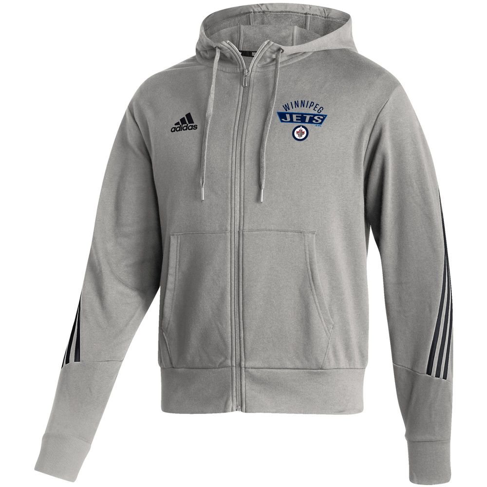 Men's adidas Heathered Gray Winnipeg Jets Fashion - Full-Zip Hoodie