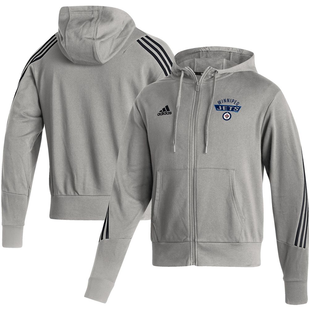 Men's adidas Heathered Gray Winnipeg Jets Fashion - Full-Zip Hoodie