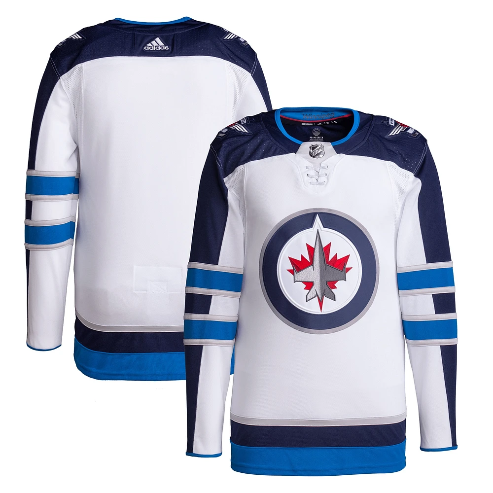 Adidas blanc pour hommes des Jets de Winnipeg à l'extérieur - Maillot authentique Primegreen