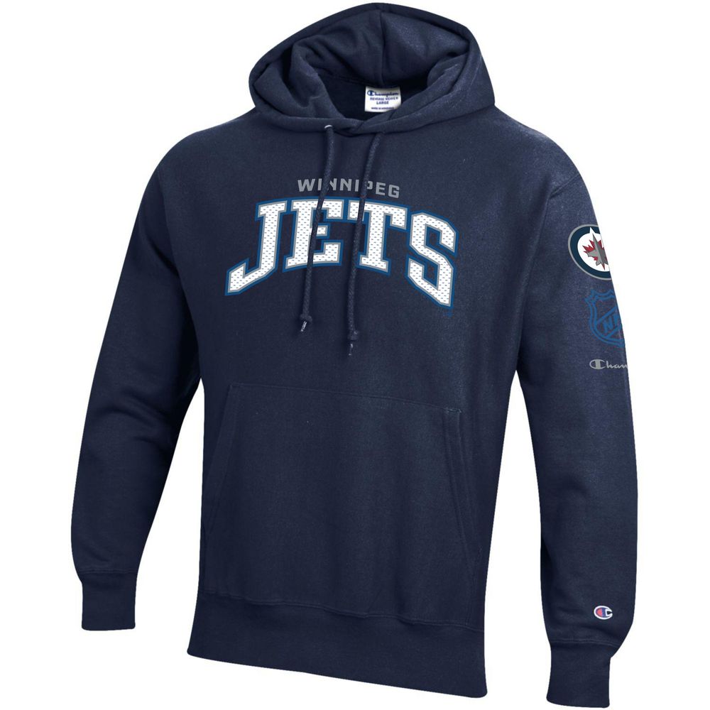 Men's Champion Navy Winnipeg Jets Reverse Weave - Pullover Hoodie