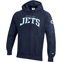 Men's Champion Navy Winnipeg Jets Reverse Weave - Pullover Hoodie