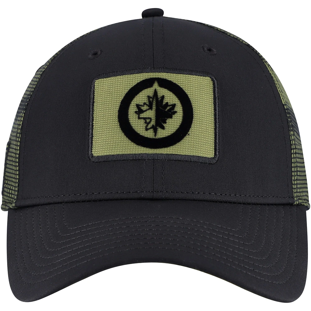 Men's Fanatics  Black/Camo Winnipeg Jets Authentic Pro Military Appreciation Adjustable Hat