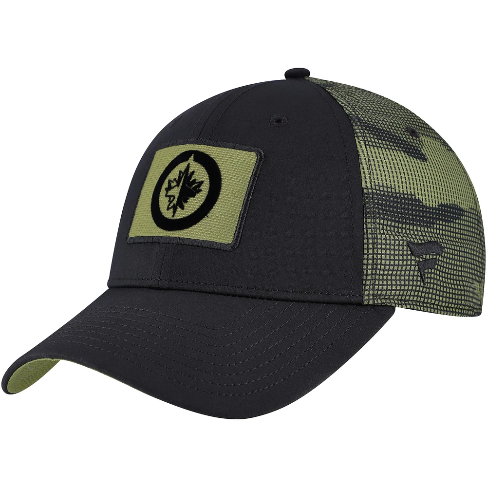 Men's Fanatics  Black/Camo Winnipeg Jets Authentic Pro Military Appreciation Adjustable Hat