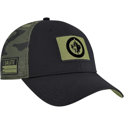 Men's Fanatics  Black/Camo Winnipeg Jets Authentic Pro Military Appreciation Adjustable Hat