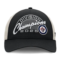 Men's Fanatics Black Winnipeg Jets 2025 Central Division Champions Locker Room Structured Adjustable Hat