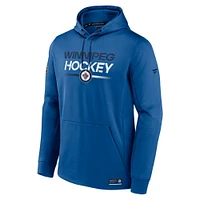 Sweat à capuche en molleton authentique bleu Fanatics des Jets de Winnipeg pour homme