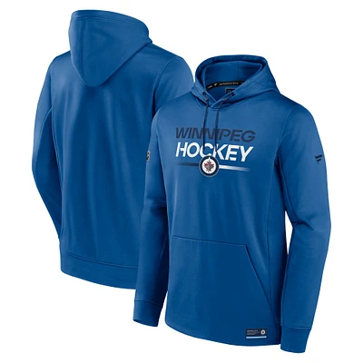 Sweat à capuche en molleton authentique bleu Fanatics des Jets de Winnipeg pour homme