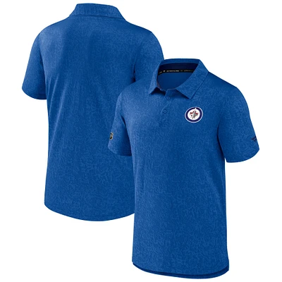 Polo Authentic Pro Jacquard bleu fanatiques pour homme des Jets de Winnipeg