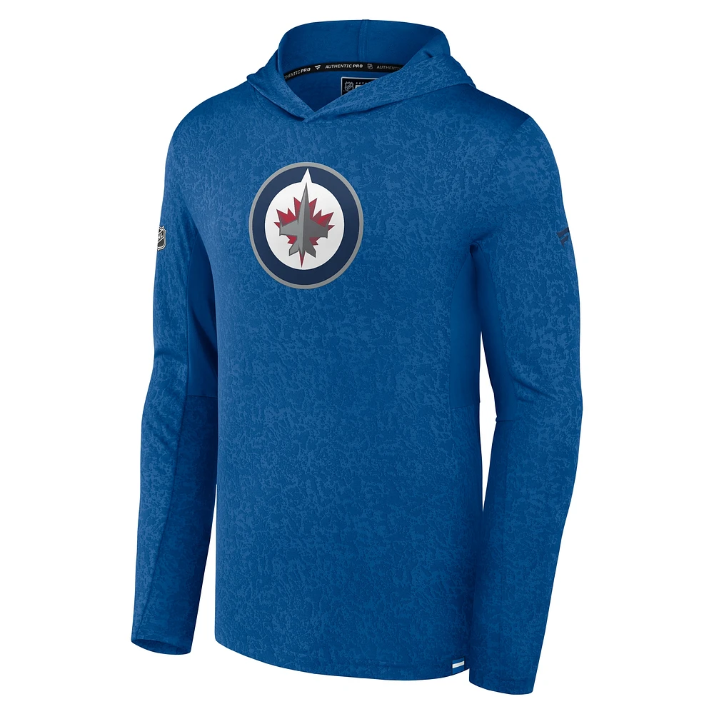 Men's Fanatics Blue Winnipeg Jets Authentic Pro Lightweight Pullover Hoodie