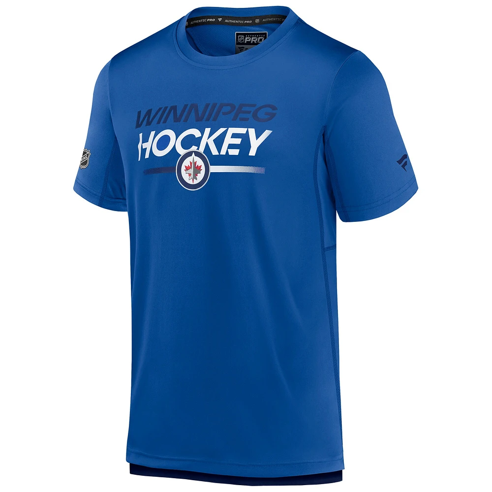 T-shirt authentique Pro Tech bleu Fanatics des Jets de Winnipeg pour homme