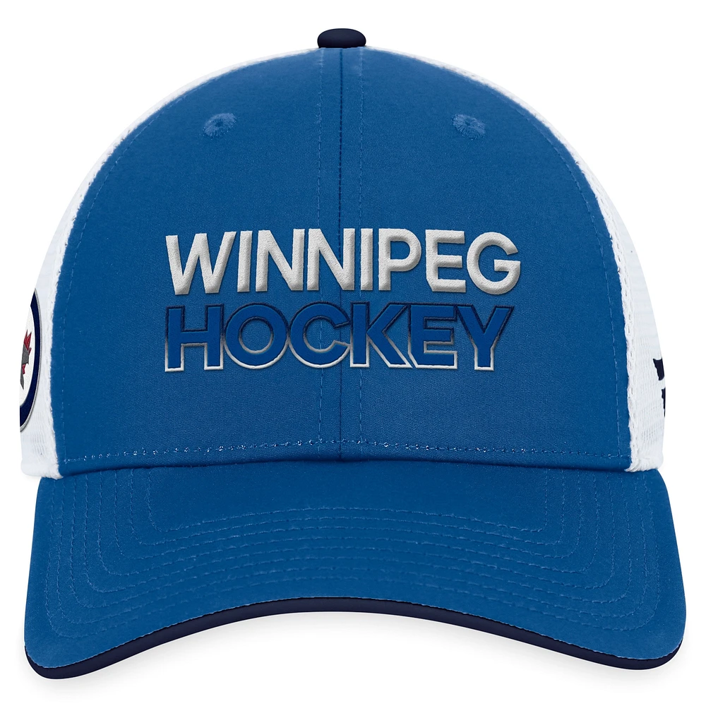 Casquette réglable authentique Pro Trucker Fanatics bleue pour hommes des Jets de Winnipeg