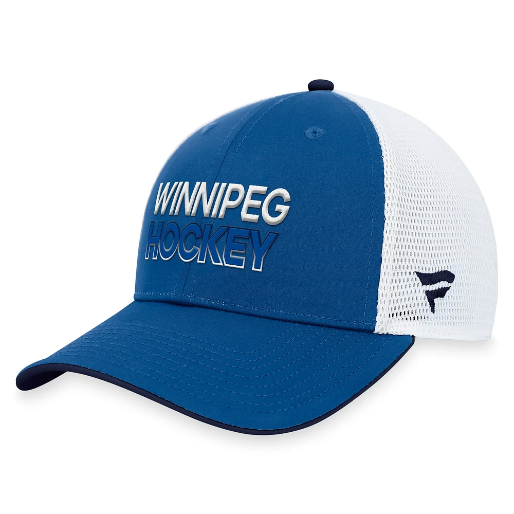 Casquette réglable authentique Pro Trucker Fanatics bleue pour hommes des Jets de Winnipeg