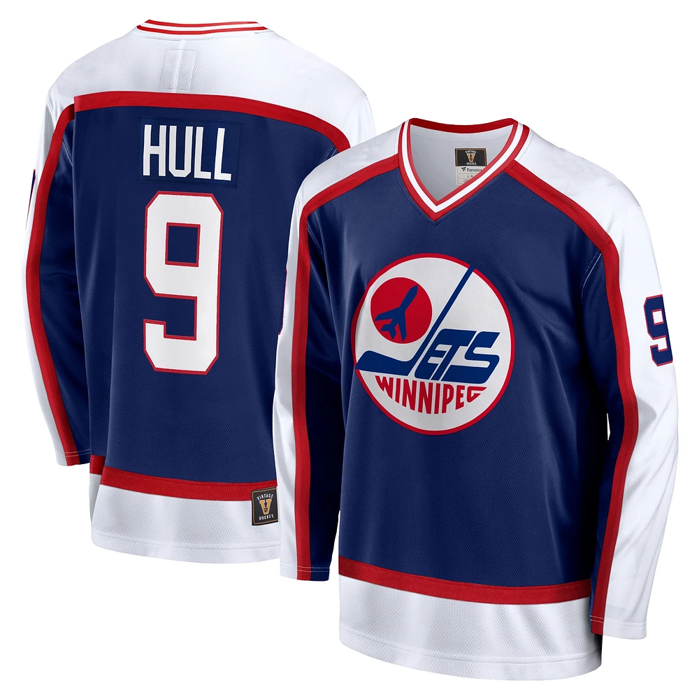 Maillot de joueur retraité Breakaway des Jets Winnipeg la marine Bobby Hull marque Fanatics pour hommes