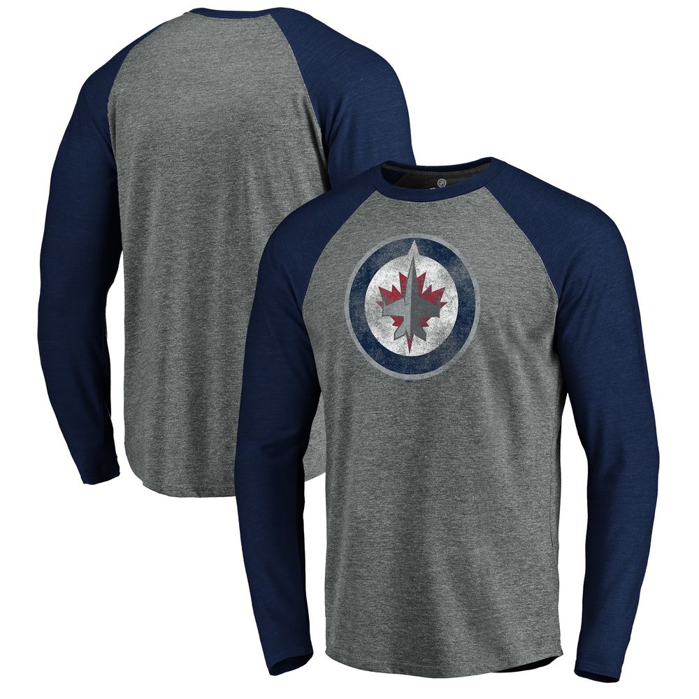 Winnipeg Jets Long Sleeve T Shirt, Grey, Size M