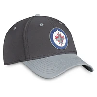 Casquette authentique Pro Home Ice Flex des Jets de Winnipeg Fanatics anthracite/gris pour hommes