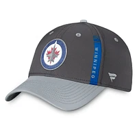 Casquette authentique Pro Home Ice Flex des Jets de Winnipeg Fanatics anthracite/gris pour hommes