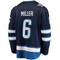 Fanatics pour hommes Colin Miller bleu marine Jets de Winnipeg domicile Premier maillot joueur échappé