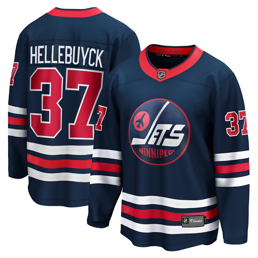 Fanatics pour hommes Connor Hellebuyck Navy Winnipeg Jets Alternate - Maillot de joueur Premier Breakaway