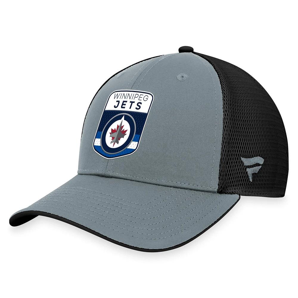 Casquette réglable Fanatics gris/noir Winnipeg Jets Authentic Pro Home Ice Trucker pour hommes