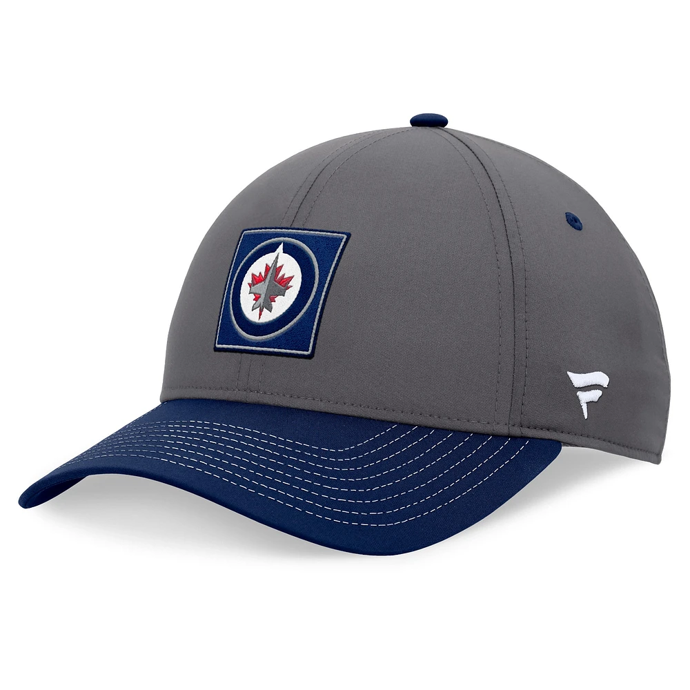 Casquette ajustable structurée pour vestiaires des séries éliminatoires de la Coupe Stanley 2024 des Jets de Winnipeg gris Fanatics pour hommes