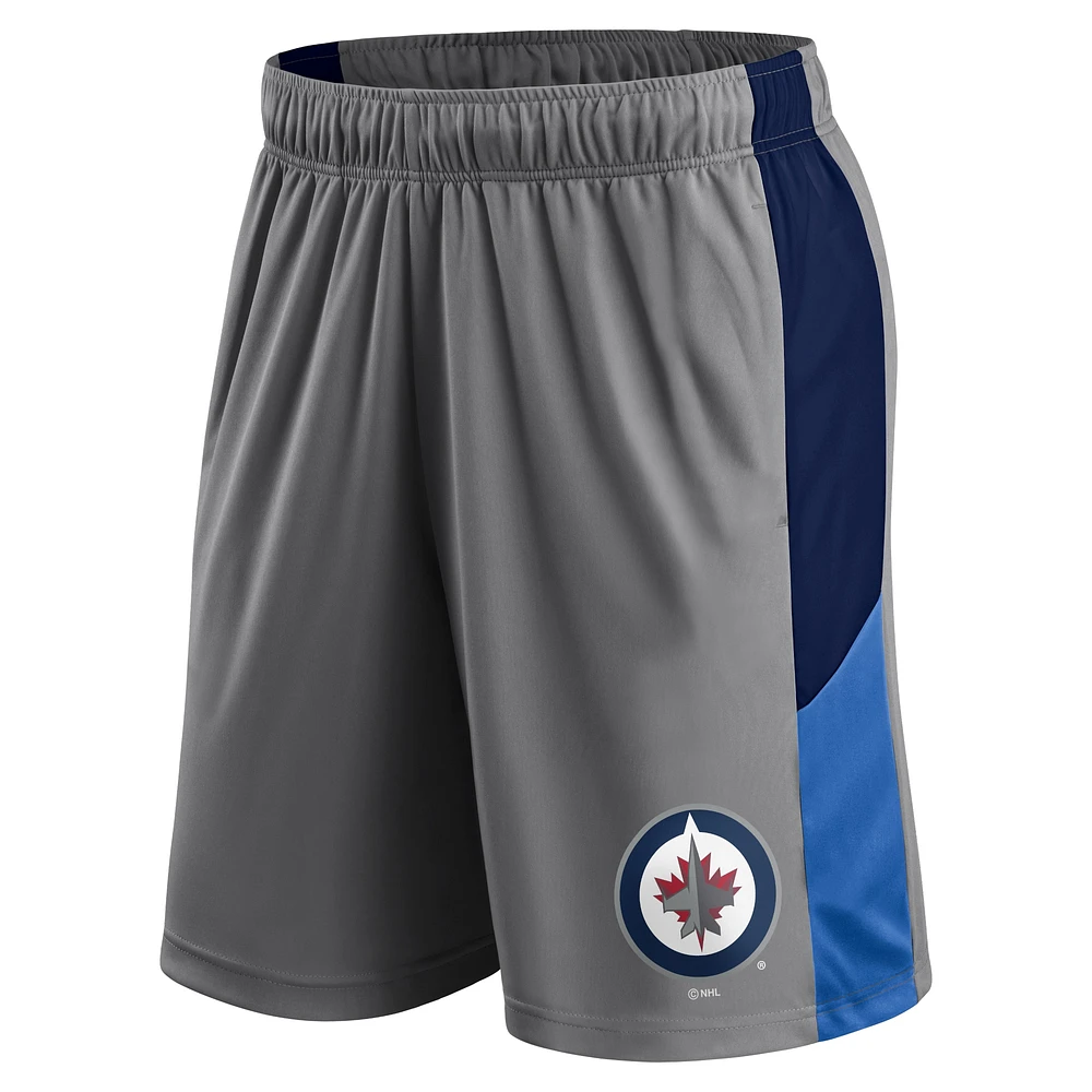 Short gris Fanatics avec logo des Jets de Winnipeg pour hommes