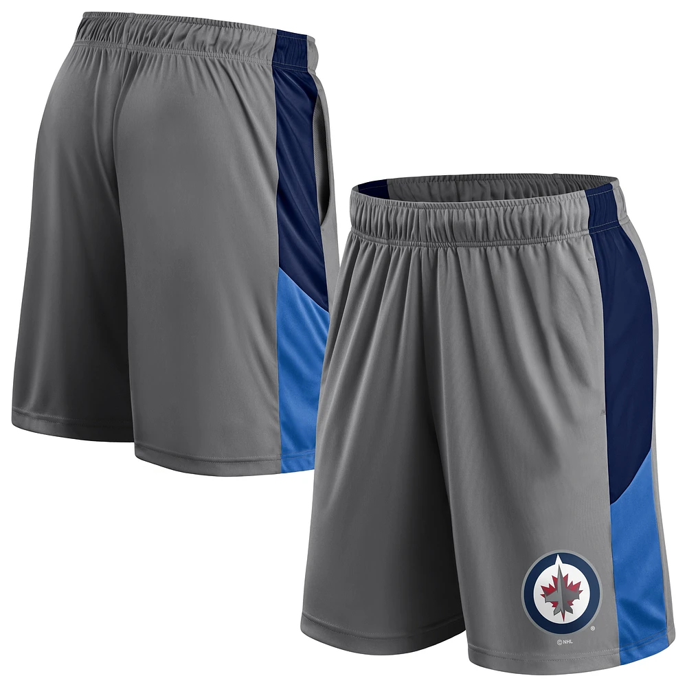 Short gris Fanatics avec logo des Jets de Winnipeg pour hommes