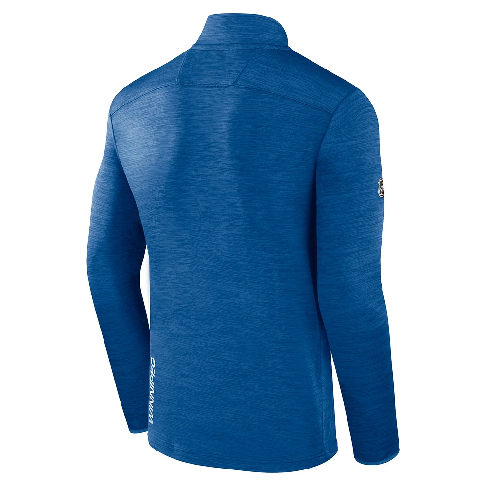 Men's Fanatics  Heather Blue Winnipeg Jets Authentic Pro Lightweight Quarter-Zip Pullover