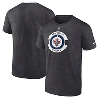 Men's Fanatics Heather Charcoal Winnipeg Jets Authentic Pro Core Secondary T-Shirt