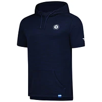 Sweat à capuche manches courtes Authentic Pro pour homme, bleu marine chiné, des Jets de Winnipeg