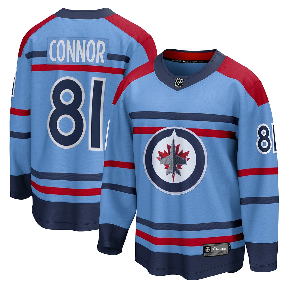 Fanatics pour hommes Kyle Connor bleu clair Winnipeg Jets anniversaire Premier maillot de joueur échappé