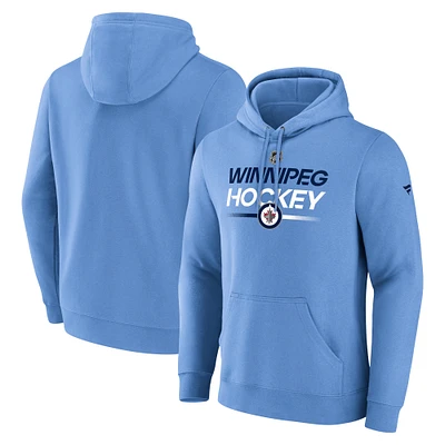 Chandail à capuchon en molleton avec mot-symbole alternatif des Jets de Winnipeg bleu clair Fanatics pour hommes