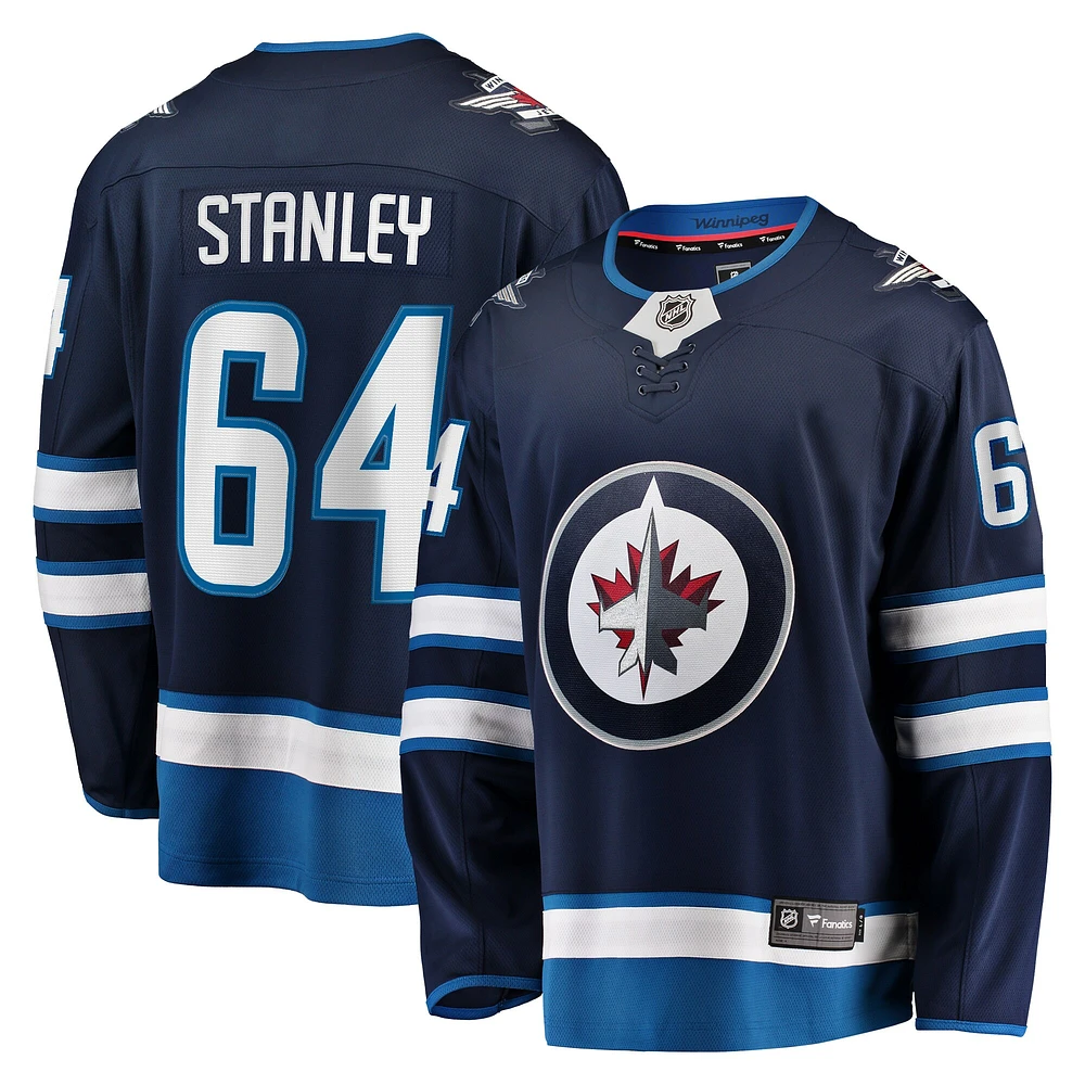 Fanatics pour hommes Logan Stanley Navy Jets de Winnipeg Accueil Premier Maillot joueur échappé