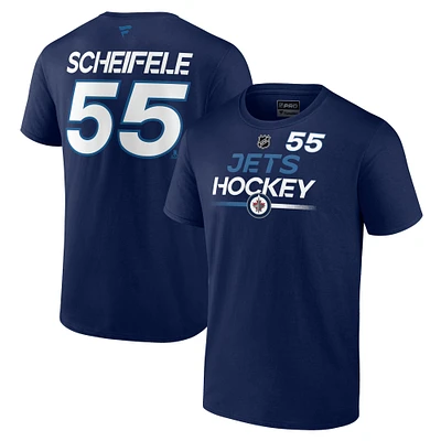 T-shirt avec nom et numéro Fanatics Mark Scheifele pour hommes, bleu marine, Winnipeg Jets Authentic Pro Prime