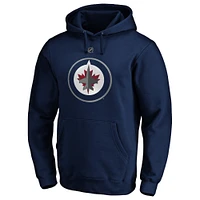 Men's Fanatics Mark Scheifele Navy Winnipeg Jets - Authentic Stack Name & Number Fitted Pullover Hoodie