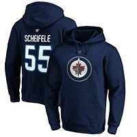 Men's Fanatics Mark Scheifele Navy Winnipeg Jets - Authentic Stack Name & Number Fitted Pullover Hoodie