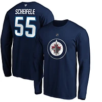 Fanatics Branded Mark Scheifele Navy Winnipeg Jets Authentic Stack Name & Number - T-shirt à manches longues