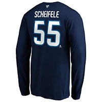 Men's Fanatics Mark Scheifele Navy Winnipeg Jets Authentic Stack Name & Number - Long Sleeve T-Shirt