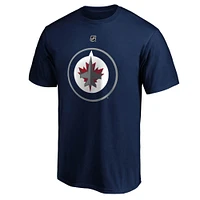 Men's Fanatics Mark Scheifele Navy Winnipeg Jets Logo Authentic Stack Name and Number - T-Shirt