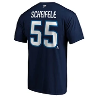 Men's Fanatics Mark Scheifele Navy Winnipeg Jets Logo Authentic Stack Name and Number - T-Shirt