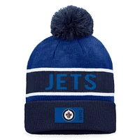 Fanatics pour hommes, marine/bleu, Jets de Winnipeg, repêchage 2022 de la LNH - Authentique bonnet en tricot à revers professionnel avec pompon