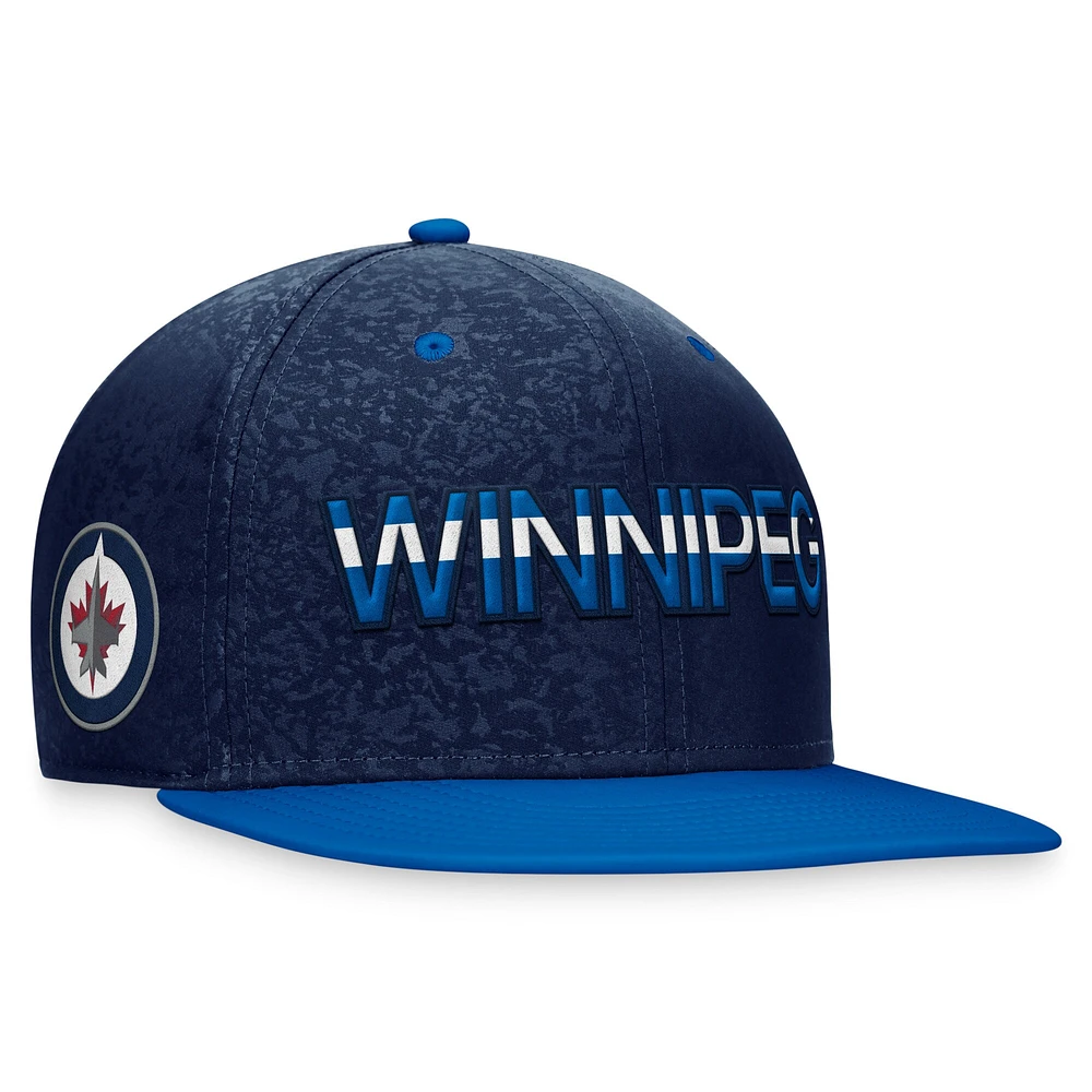 Casquette Snapback Authentic Pro City Fanatics bleu marine/bleu pour hommes des Jets de Winnipeg