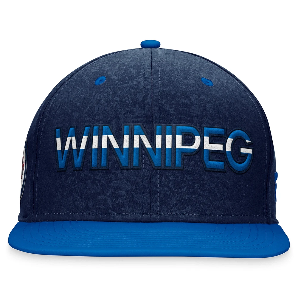 Casquette Snapback Authentic Pro City Fanatics bleu marine/bleu pour hommes des Jets de Winnipeg