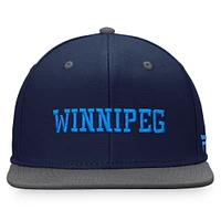Fanatics pour hommes bleu marine/bleu Winnipeg Jets Heritage City bicolore - Casquette Snapback