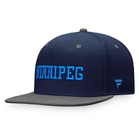 Fanatics pour hommes bleu marine/bleu Winnipeg Jets Heritage City bicolore - Casquette Snapback
