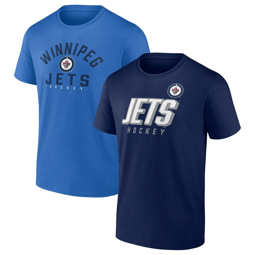 Men's Fanatics Navy/Blue Winnipeg Jets Two-Pack T-Shirt Set