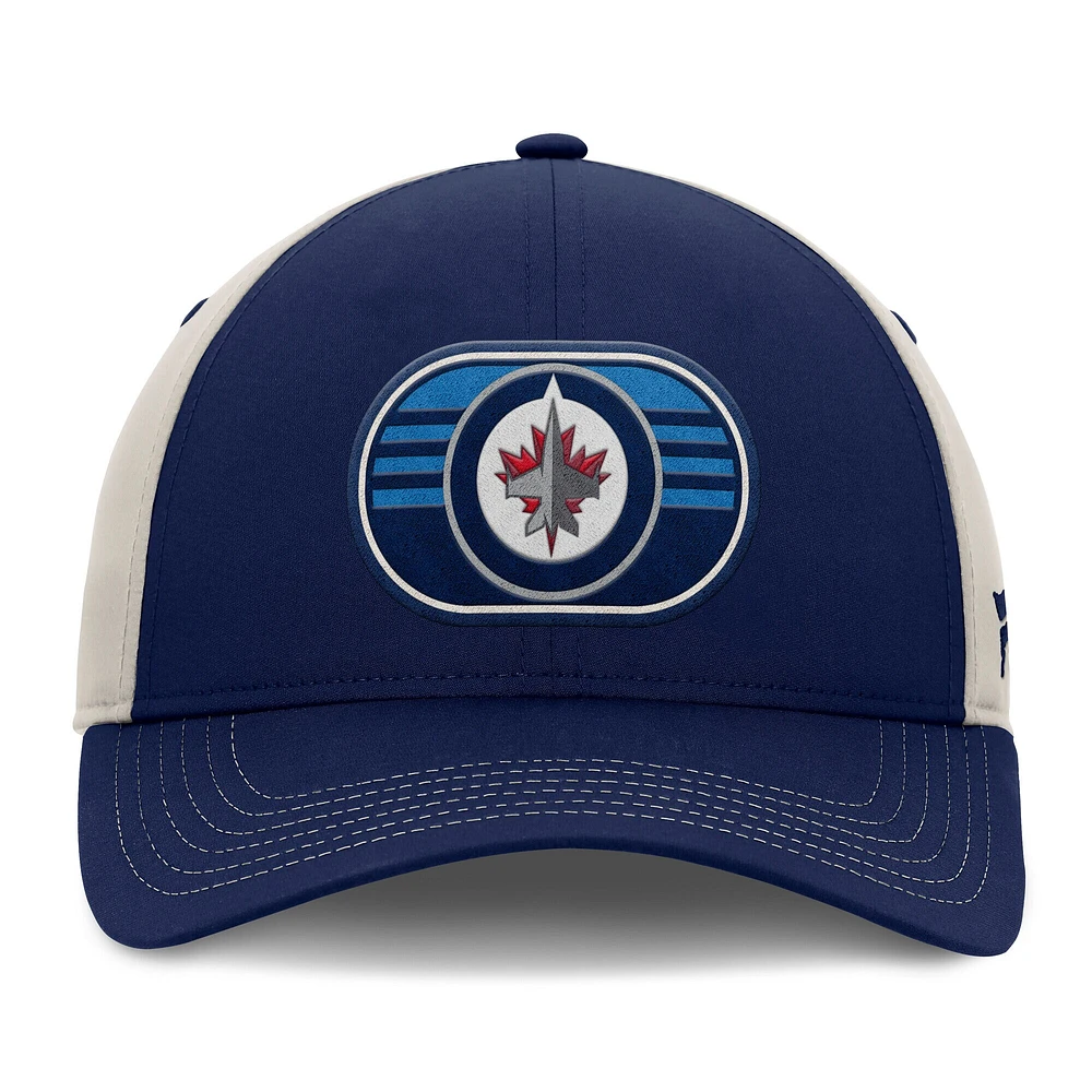 Men's  Fanatics  Navy/Gray Winnipeg Jets 2025 Stanley Cup Playoffs Locker Room Core Structured Adjustable Hat