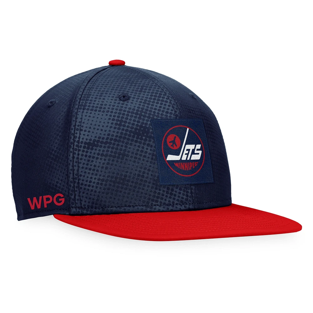 Casquette Snapback Authentic Pro Alternate Logo Fanatics pour hommes, bleu marine/rouge, Jets de Winnipeg