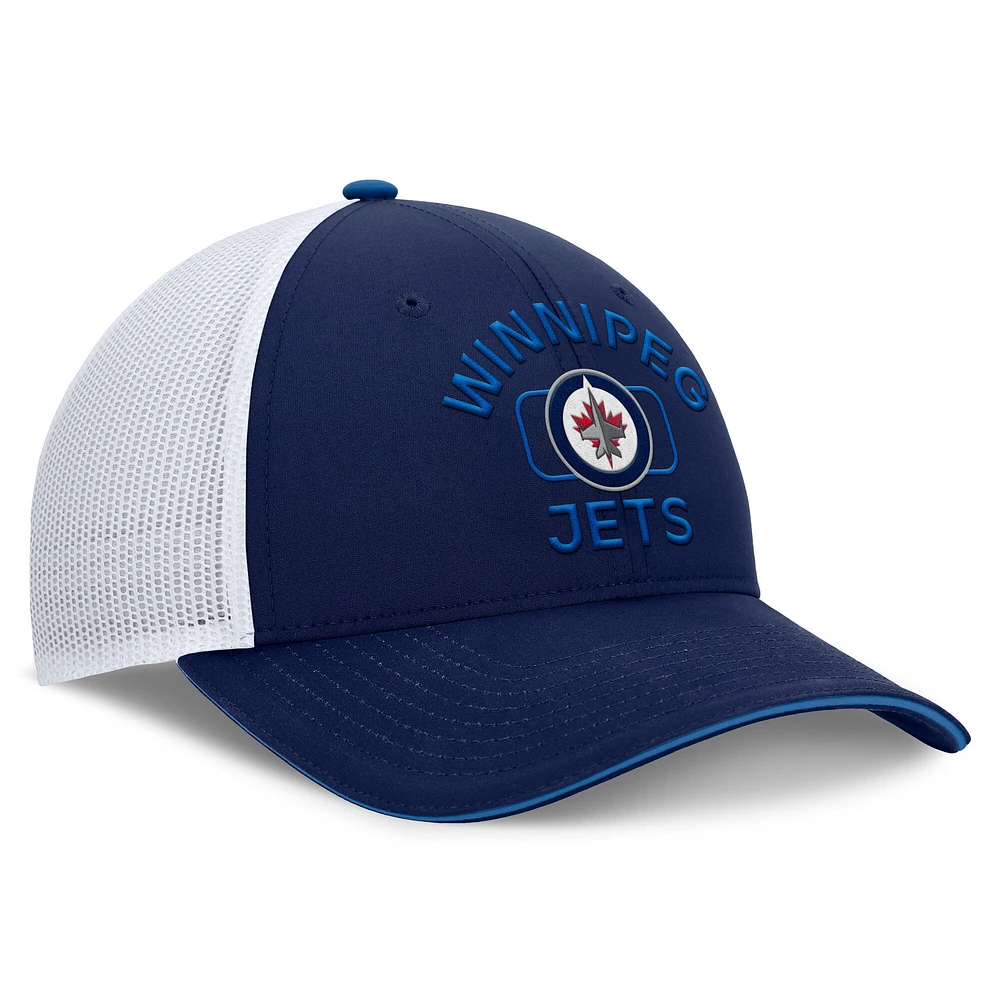 Casquette ajustable structurée Authentic Pro Rink pour homme Fanatics bleu marine/blanc des Winnipeg Jets