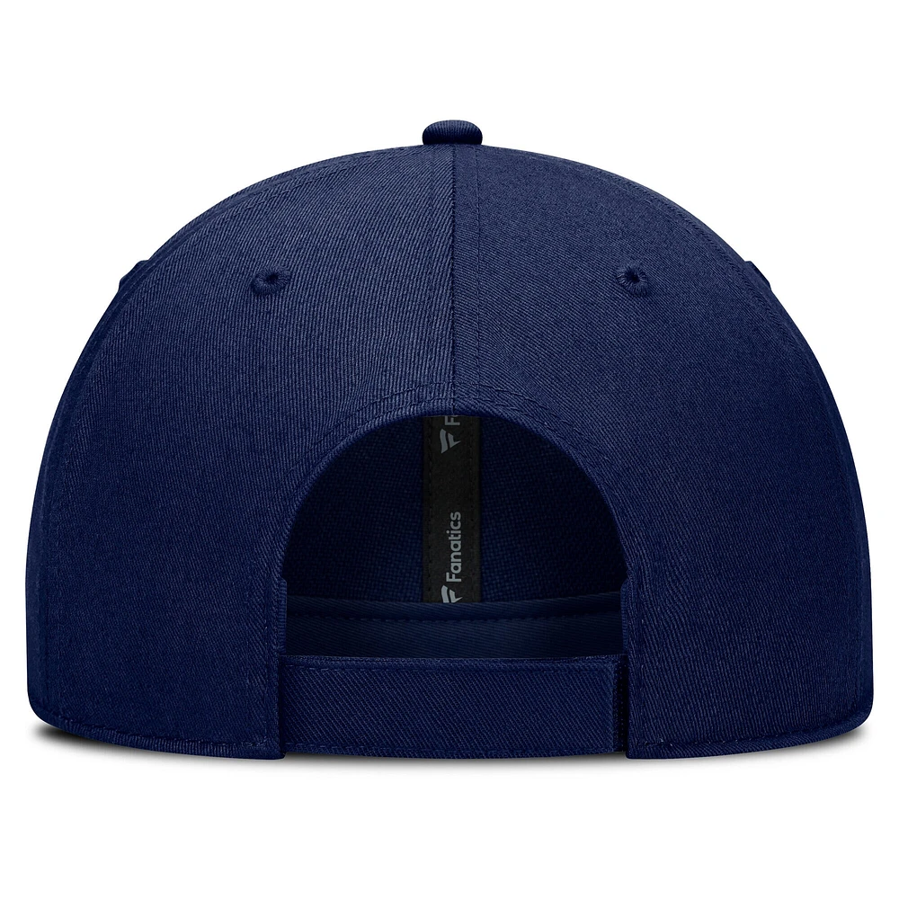 Casquette ajustable structurée Fanatics bleu marine pour homme des Jets de Winnipeg, séries éliminatoires de la Coupe Stanley 2025